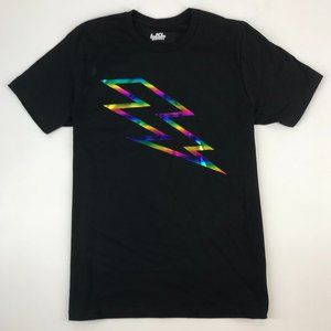 Holographic Lightning, Short Sleeve T-Shirt, Unisex, Black, Size L, NEW WITH TAG
